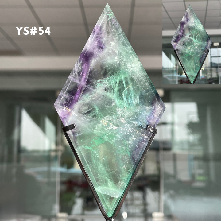 Unique,Rainbow Fluorite Diamond Slice