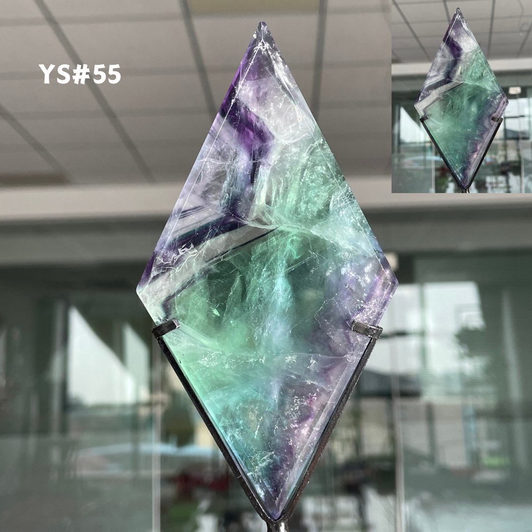 Unique,Rainbow Fluorite Diamond Slice