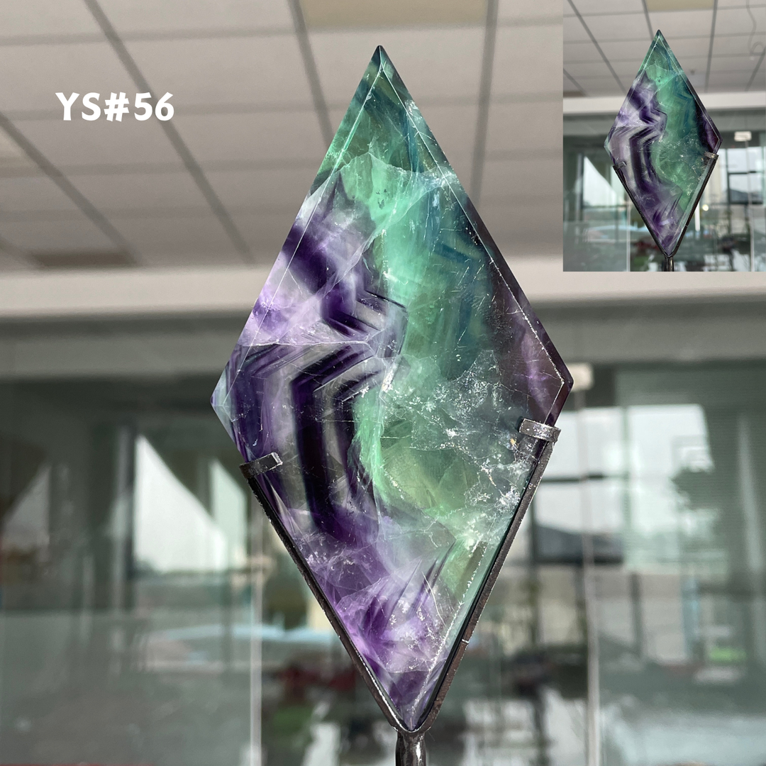 Unique,Rainbow Fluorite Diamond Slice