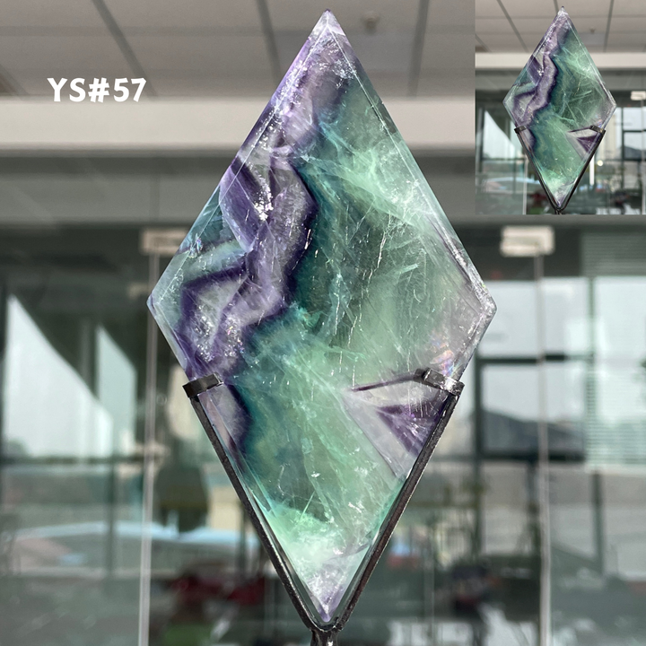 Unique,Rainbow Fluorite Diamond Slice