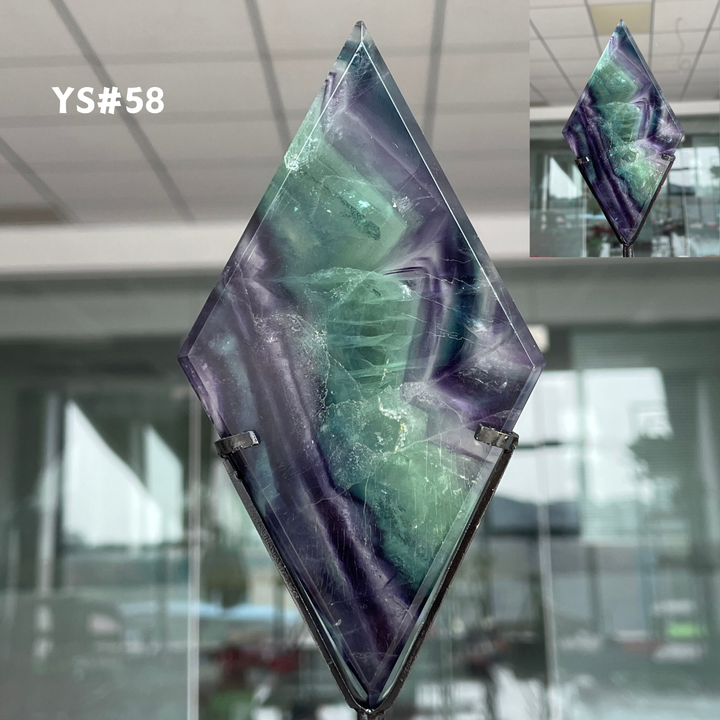 Unique,Rainbow Fluorite Diamond Slice