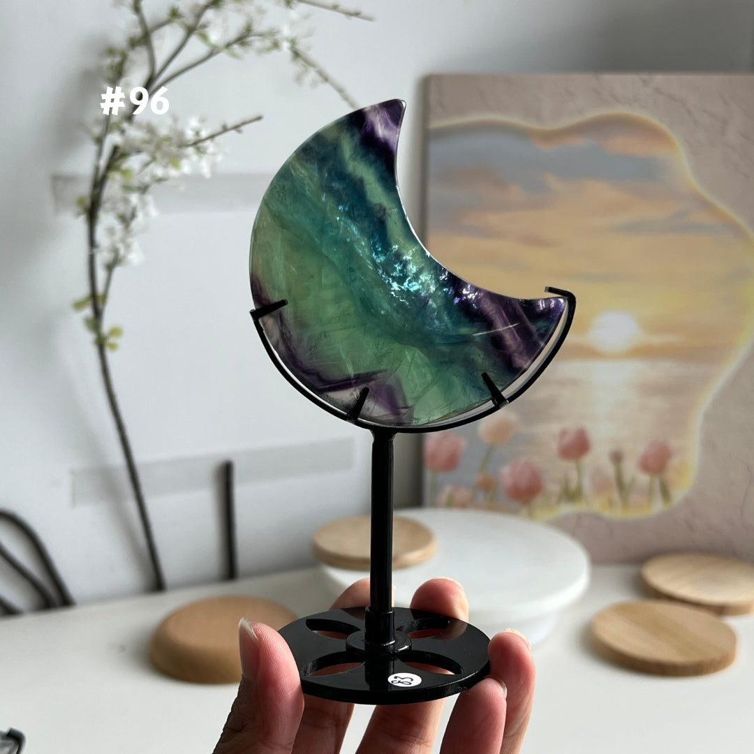 Unique,Natural Rainbow Fluorite Moon
