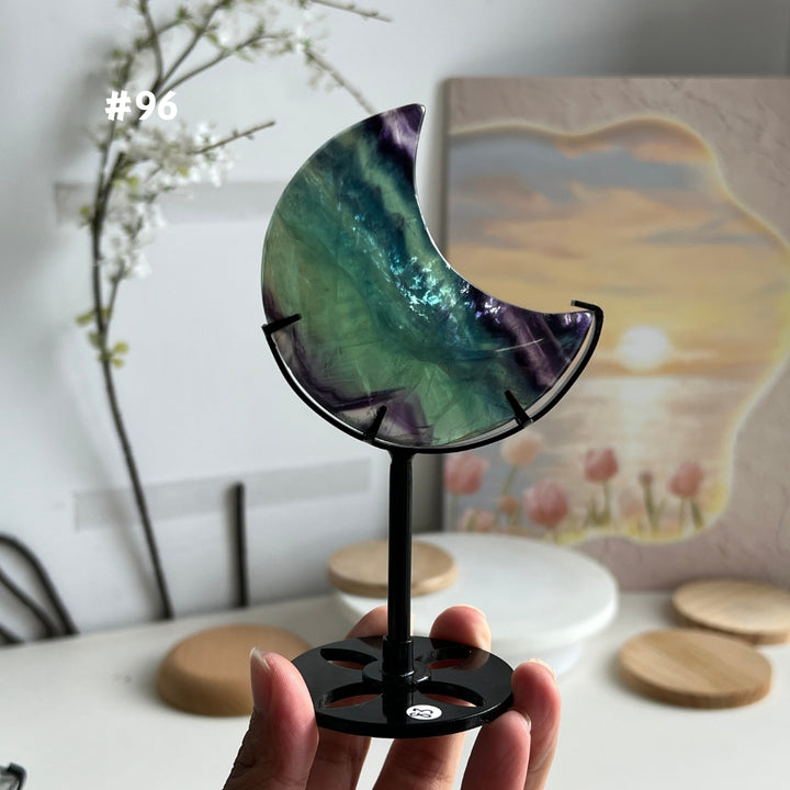 Unique,Natural Rainbow Fluorite Moon