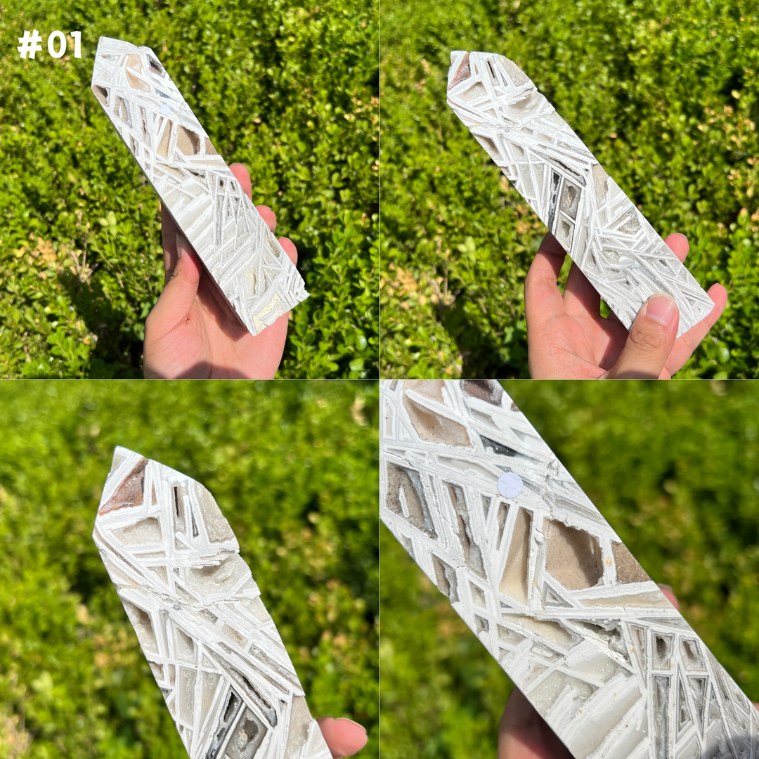 White Mexican Agate Tower