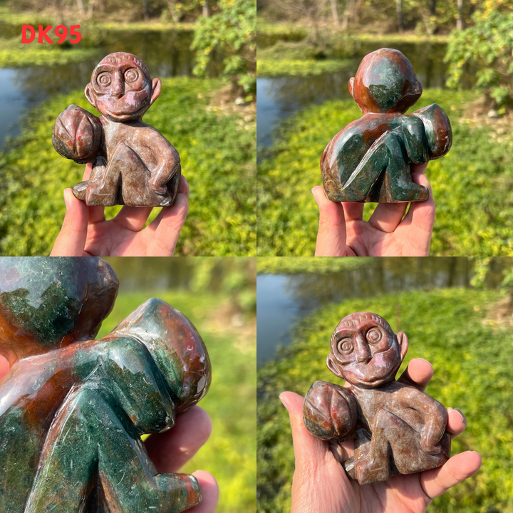 Ocean Jasper Monkey Carving