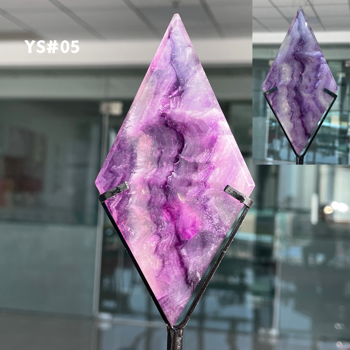 Unique,Rainbow Fluorite Diamond Slice