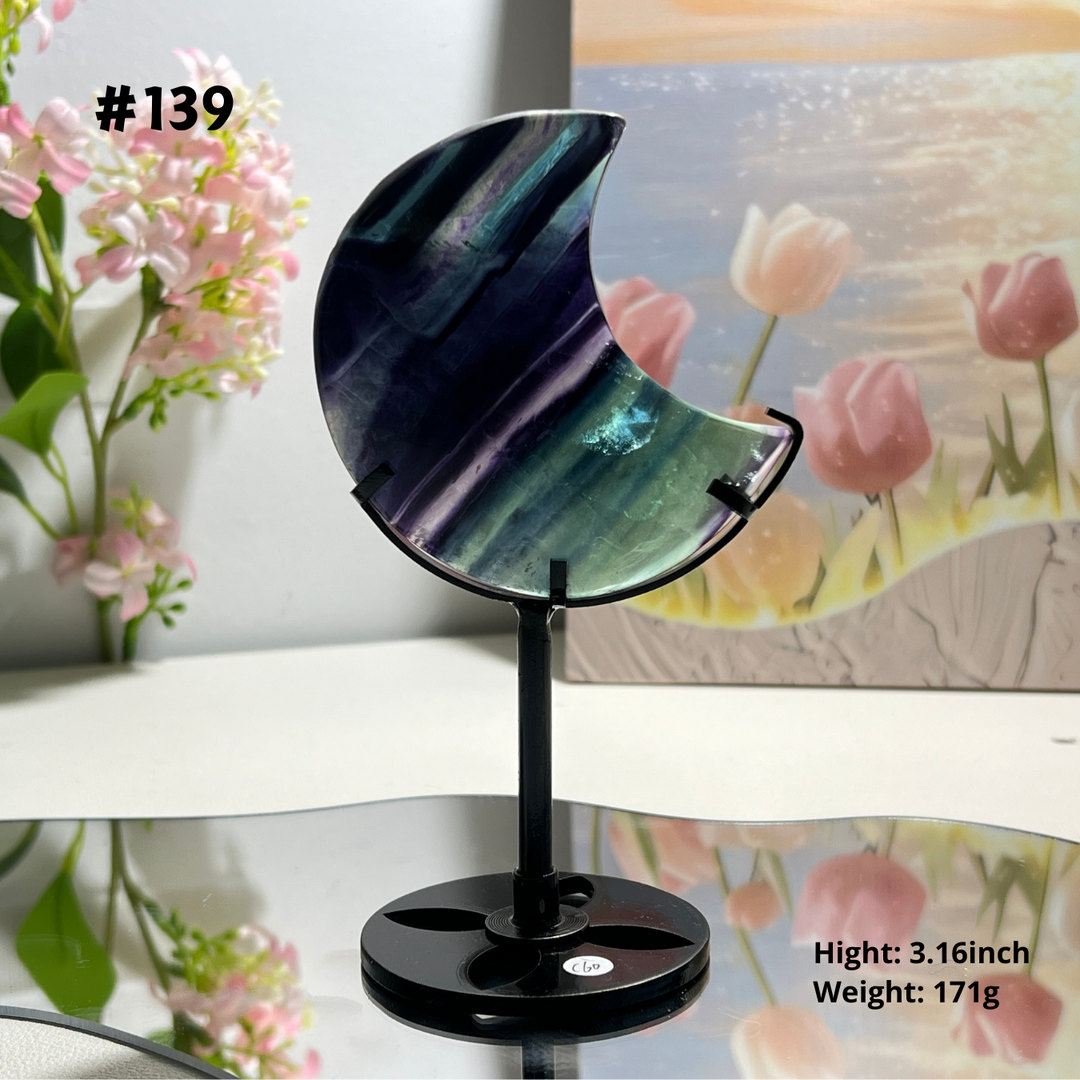 Unique,Natural Rainbow Fluorite Moon