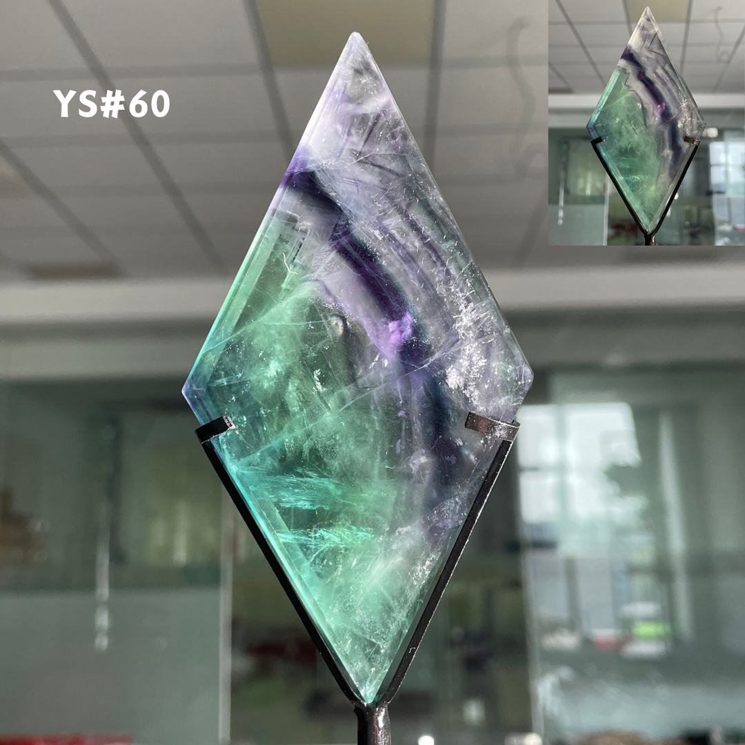 Unique,Rainbow Fluorite Diamond Slice