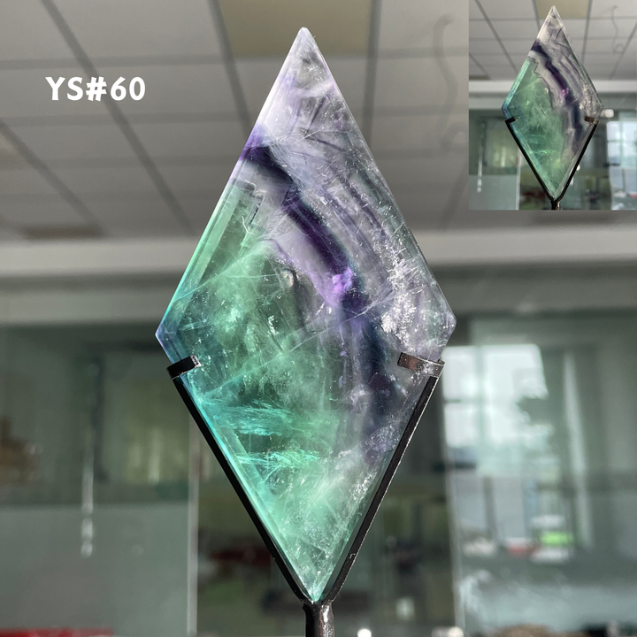 Unique,Rainbow Fluorite Diamond Slice