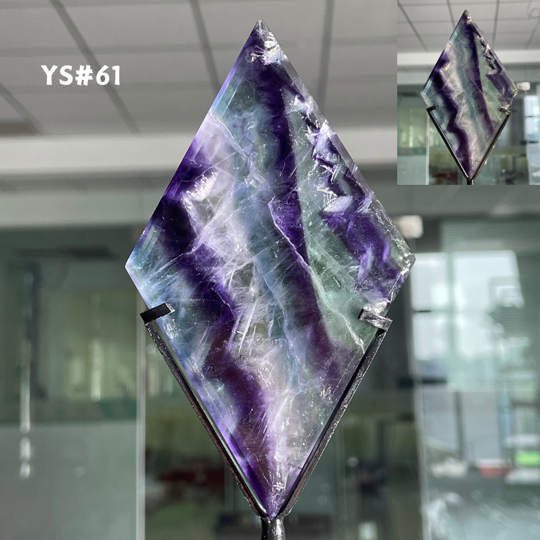 Unique,Rainbow Fluorite Diamond Slice