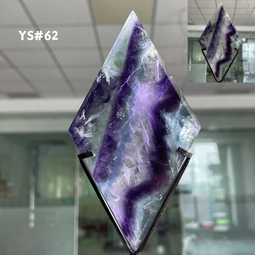 Unique,Rainbow Fluorite Diamond Slice