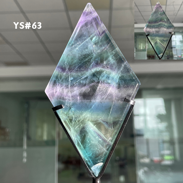 Unique,Rainbow Fluorite Diamond Slice