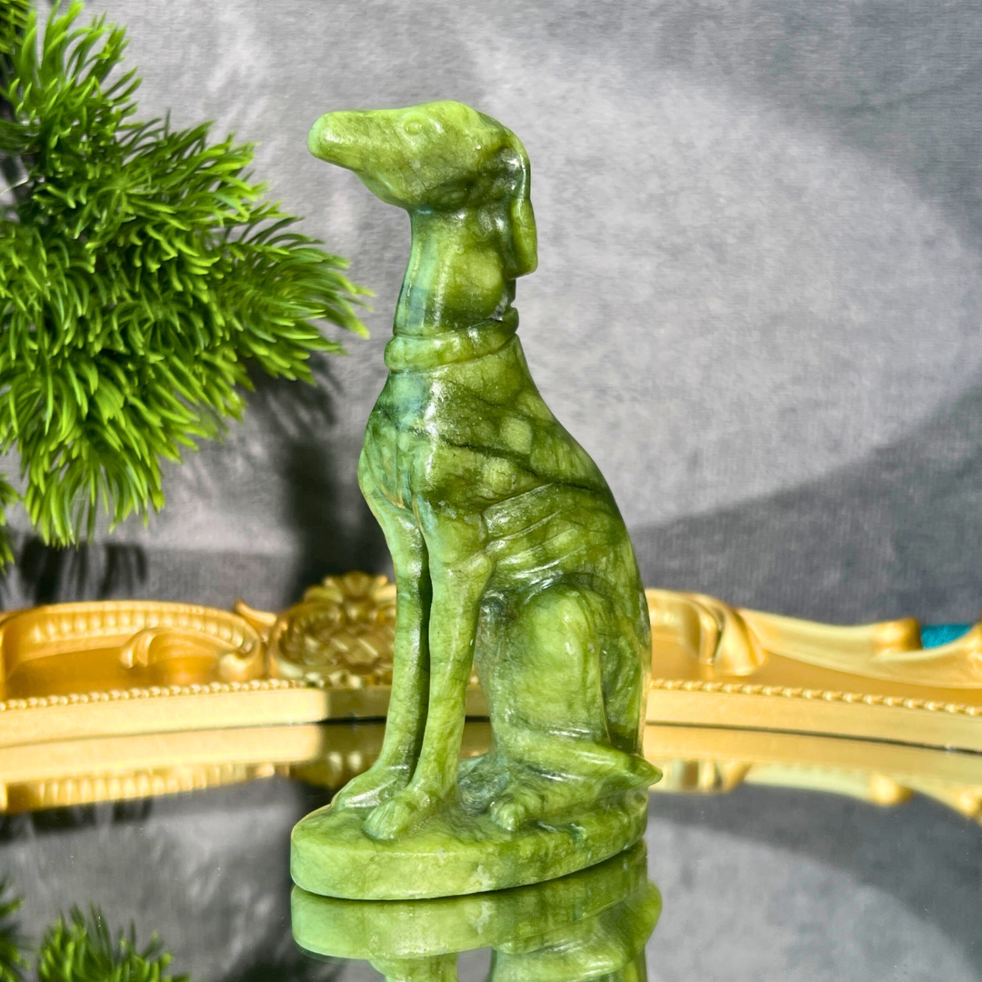 Serpentine Hound Carving