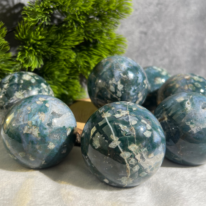 Flower Moss Agate Sphere
