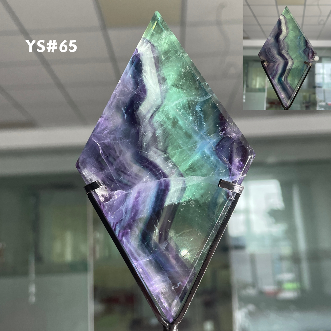 Unique,Rainbow Fluorite Diamond Slice