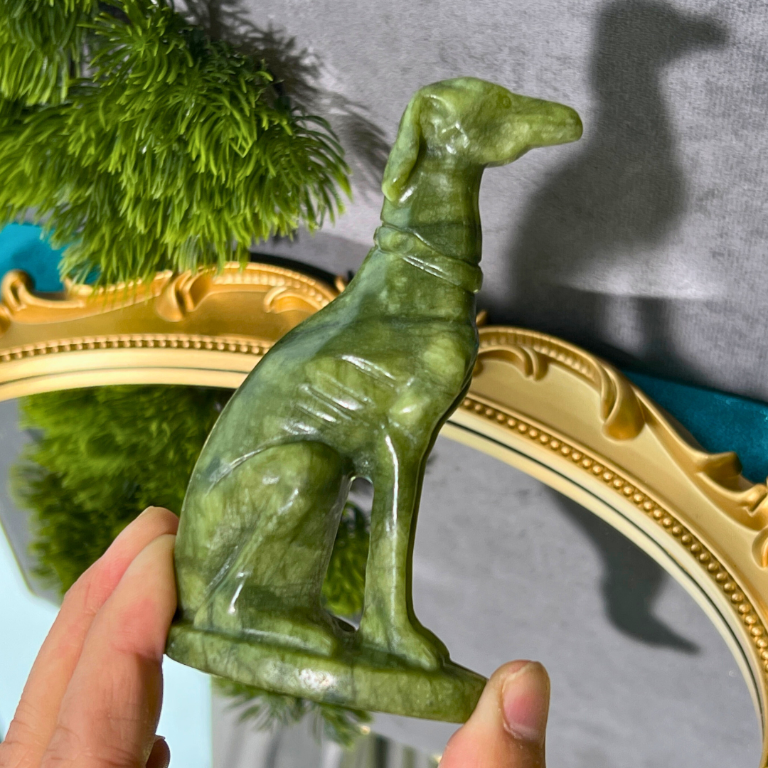 Serpentine Hound Carving