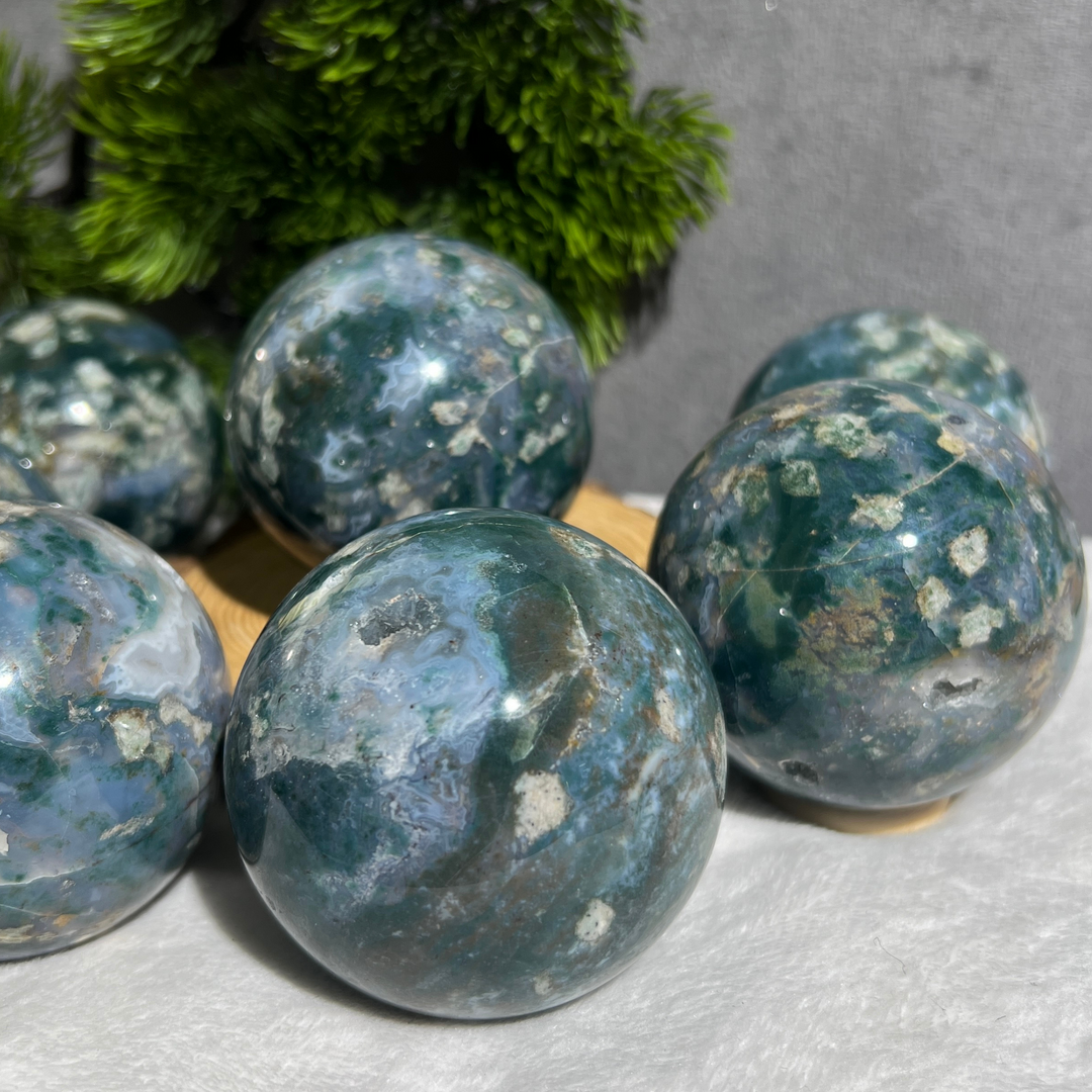 Flower Moss Agate Sphere