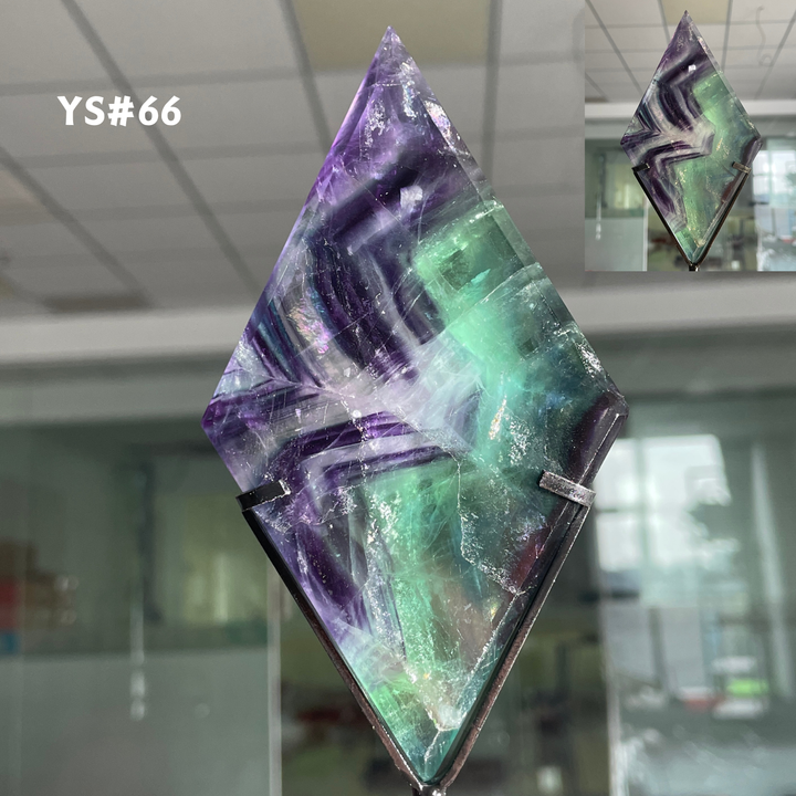 Unique,Rainbow Fluorite Diamond Slice