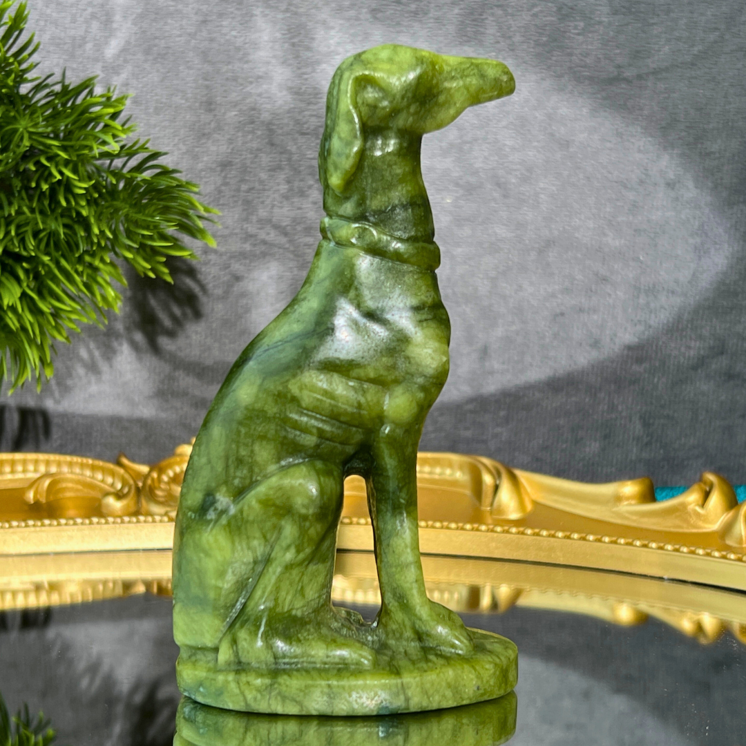Serpentine Hound Carving