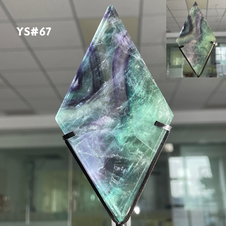 Unique,Rainbow Fluorite Diamond Slice