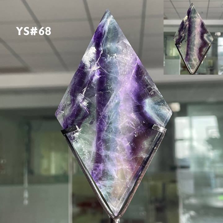 Unique,Rainbow Fluorite Diamond Slice