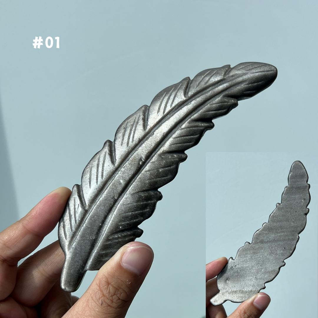 Unique,Silver Obsidian Feather