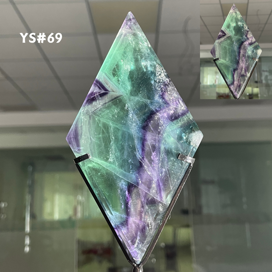 Unique,Rainbow Fluorite Diamond Slice