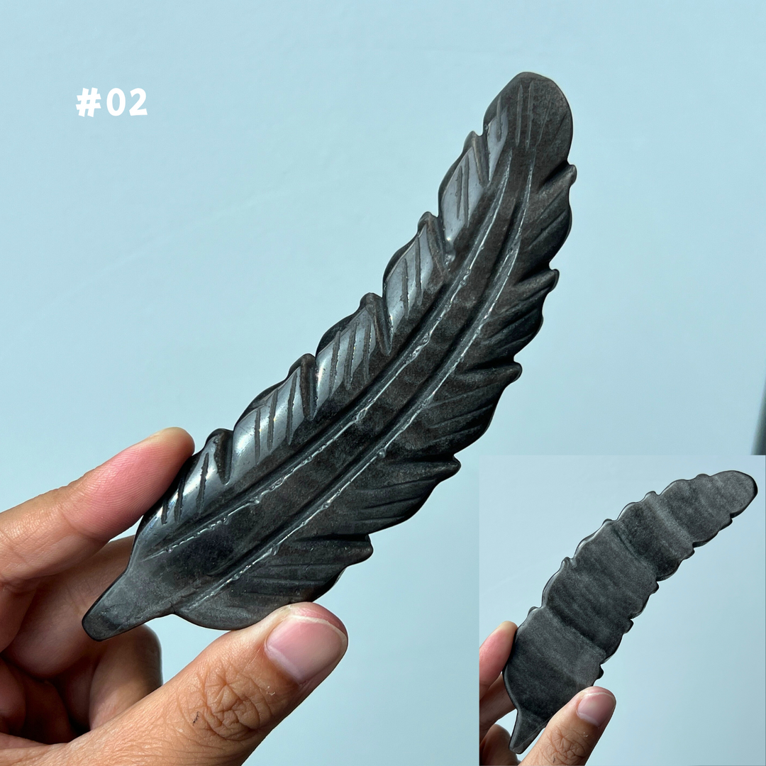 Unique,Silver Obsidian Feather