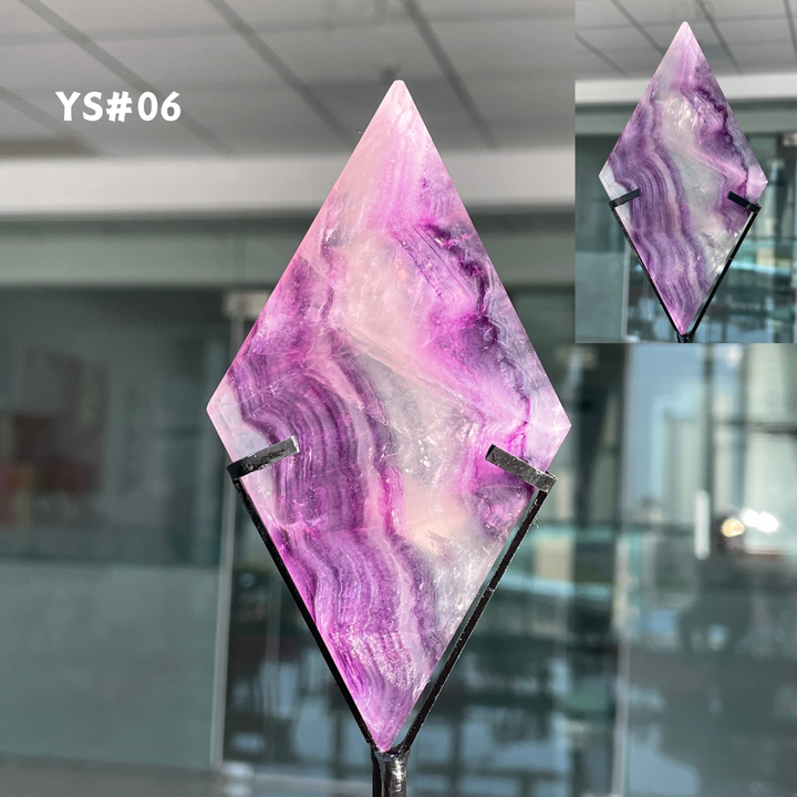 Unique,Rainbow Fluorite Diamond Slice