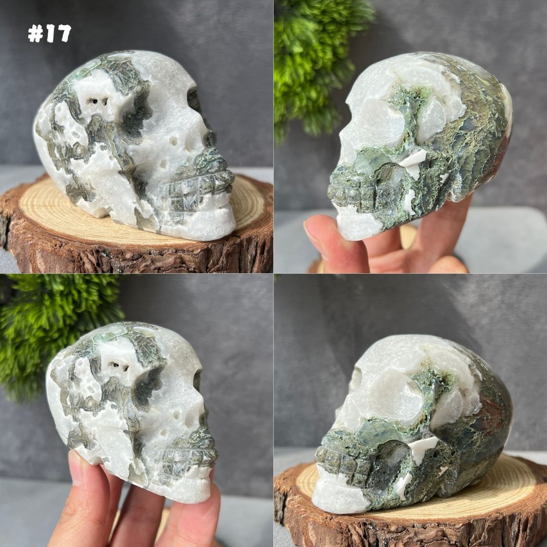 Moss Agate Skull