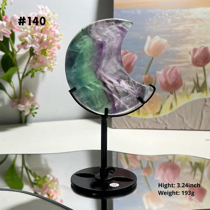 Unique,Natural Rainbow Fluorite Moon