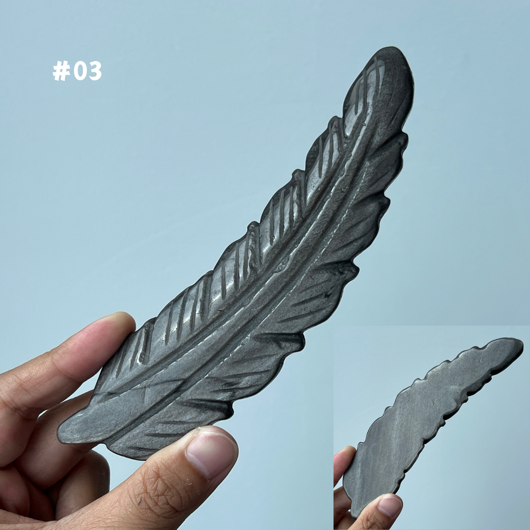 Unique,Silver Obsidian Feather