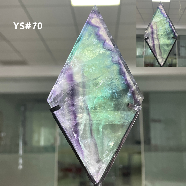 Unique,Rainbow Fluorite Diamond Slice