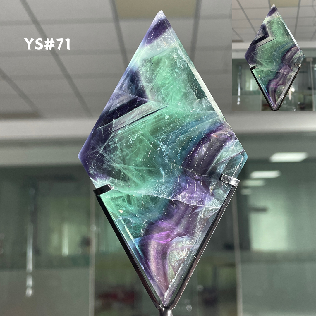Unique,Rainbow Fluorite Diamond Slice