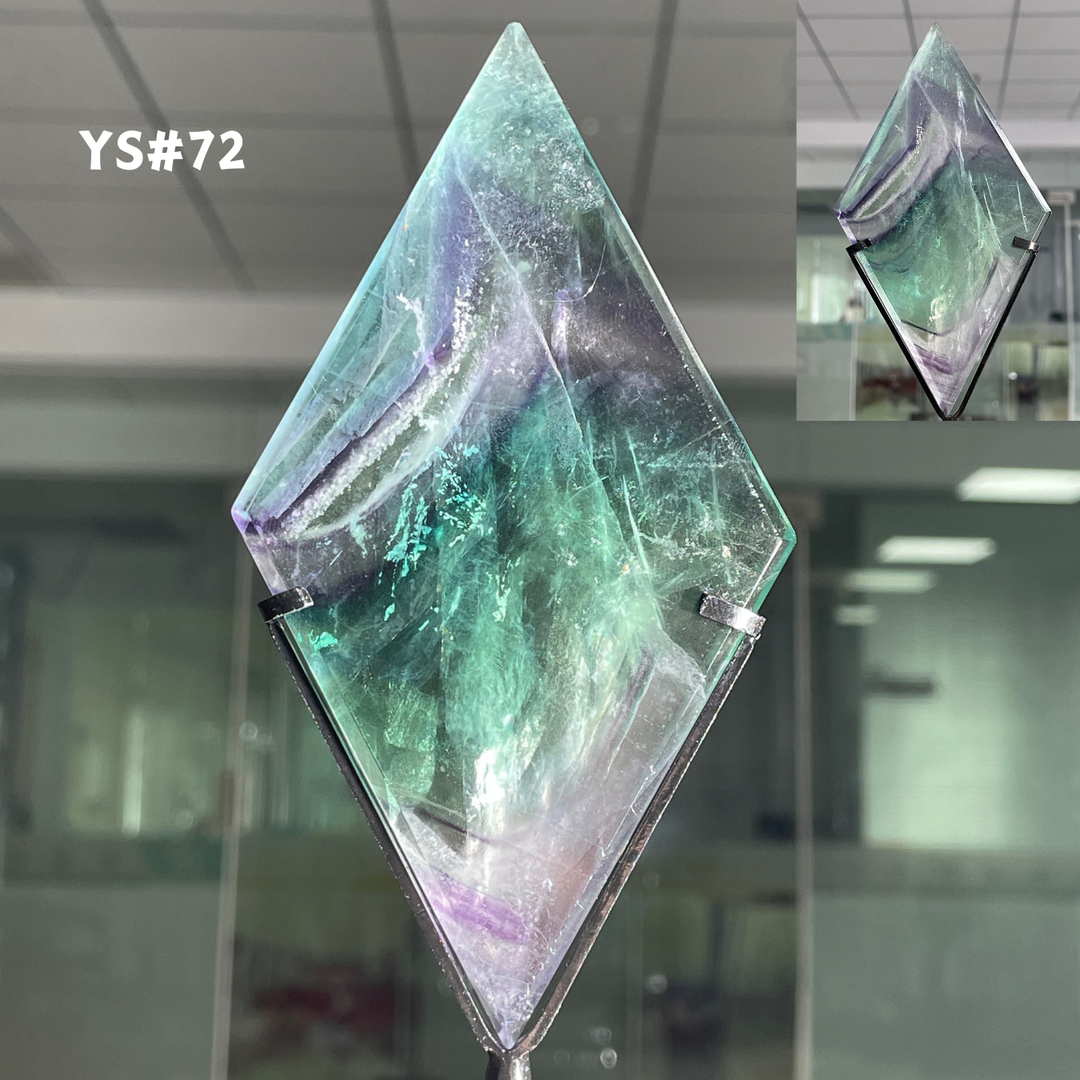 Unique,Rainbow Fluorite Diamond Slice