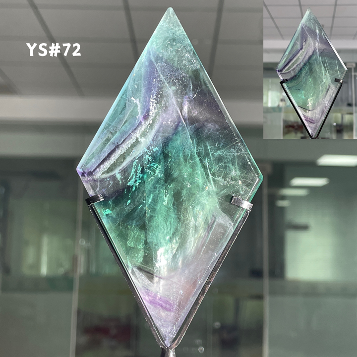 Unique,Rainbow Fluorite Diamond Slice