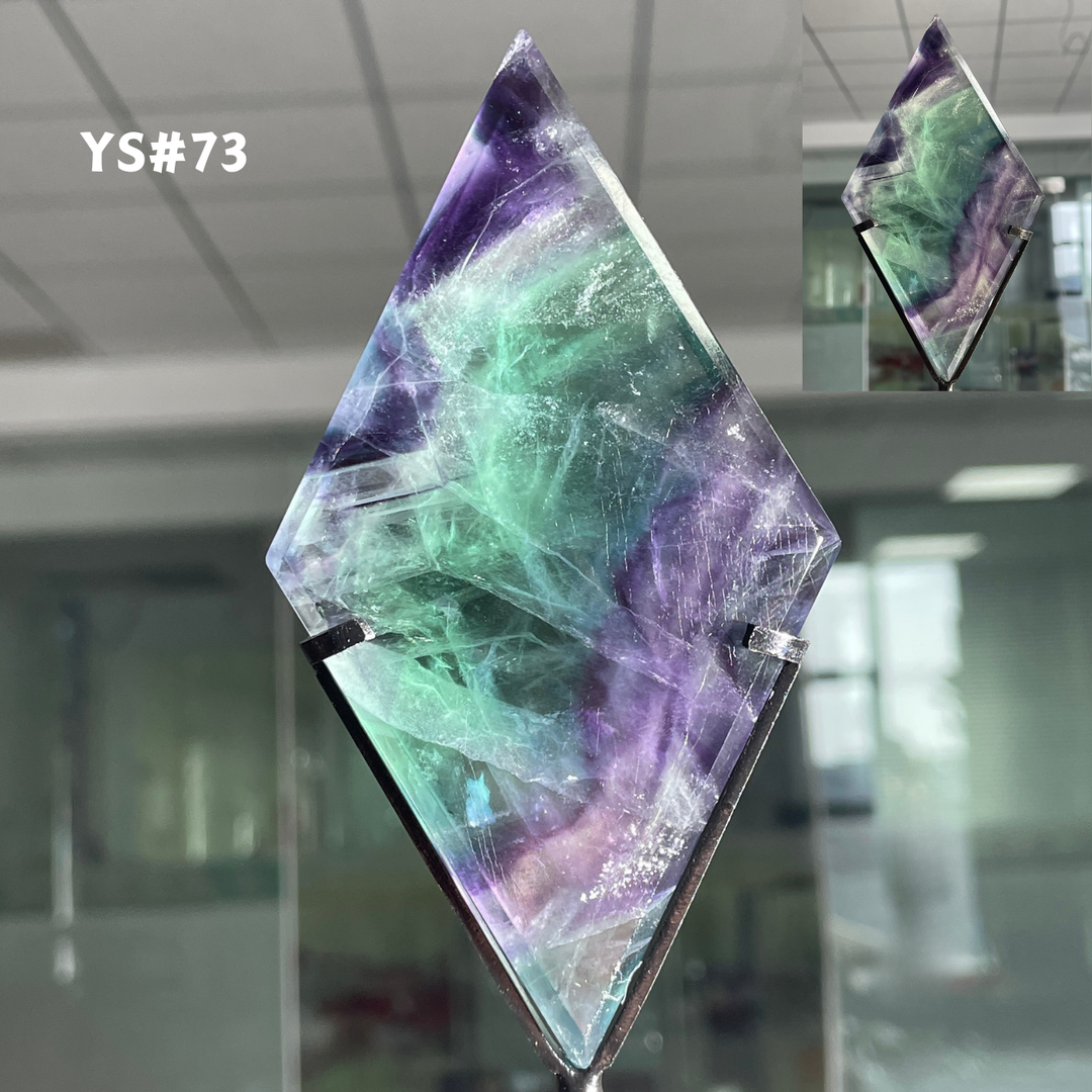 Unique,Rainbow Fluorite Diamond Slice