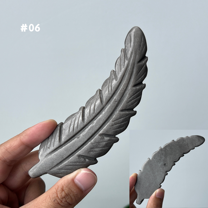 Unique,Silver Obsidian Feather