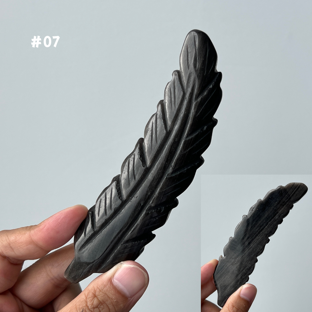 Unique,Silver Obsidian Feather