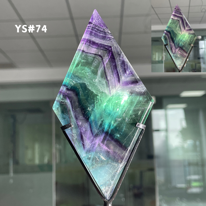 Unique,Rainbow Fluorite Diamond Slice