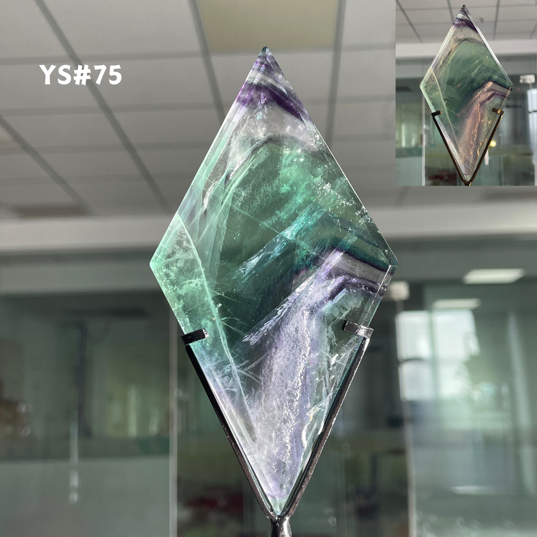 Unique,Rainbow Fluorite Diamond Slice