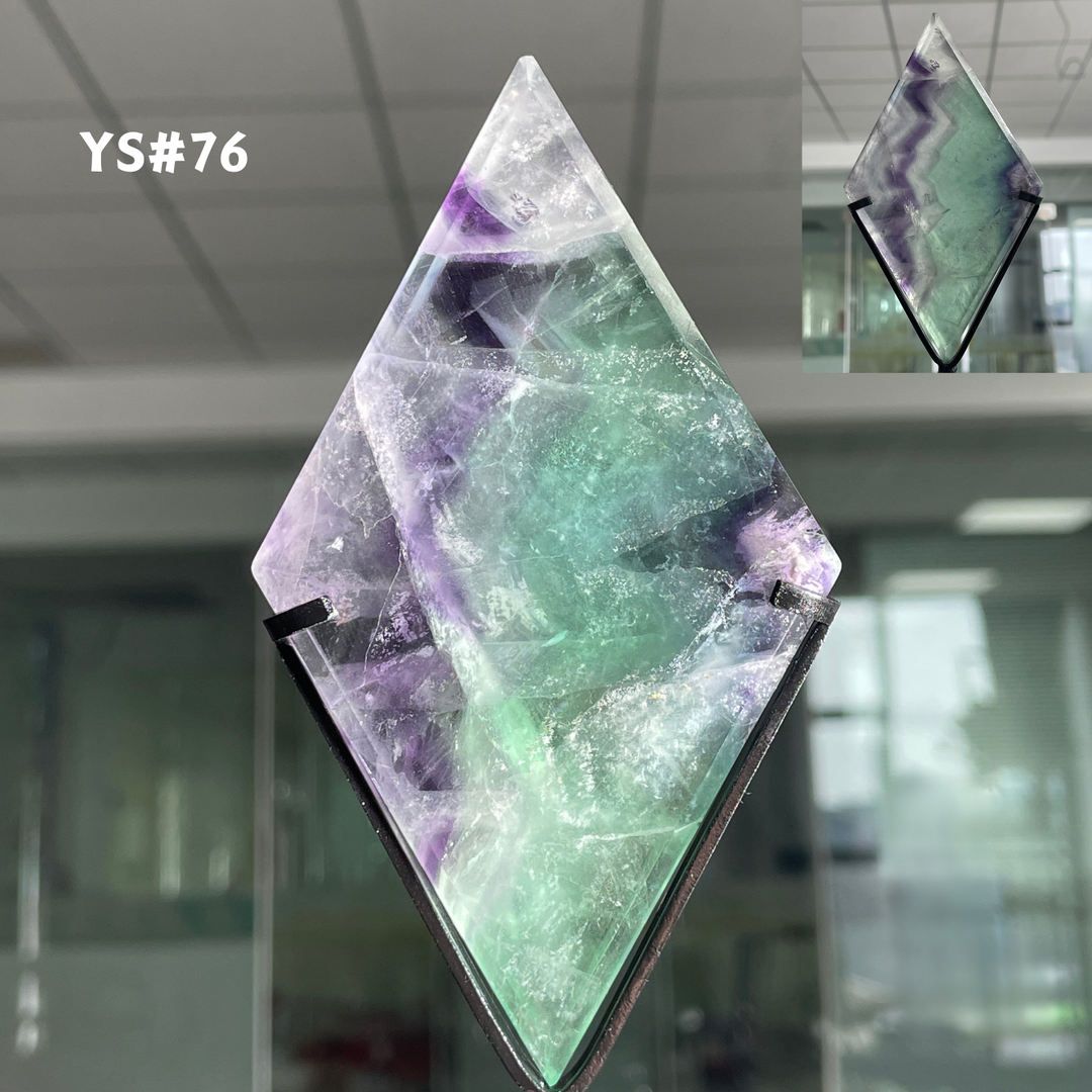 Unique,Rainbow Fluorite Diamond Slice