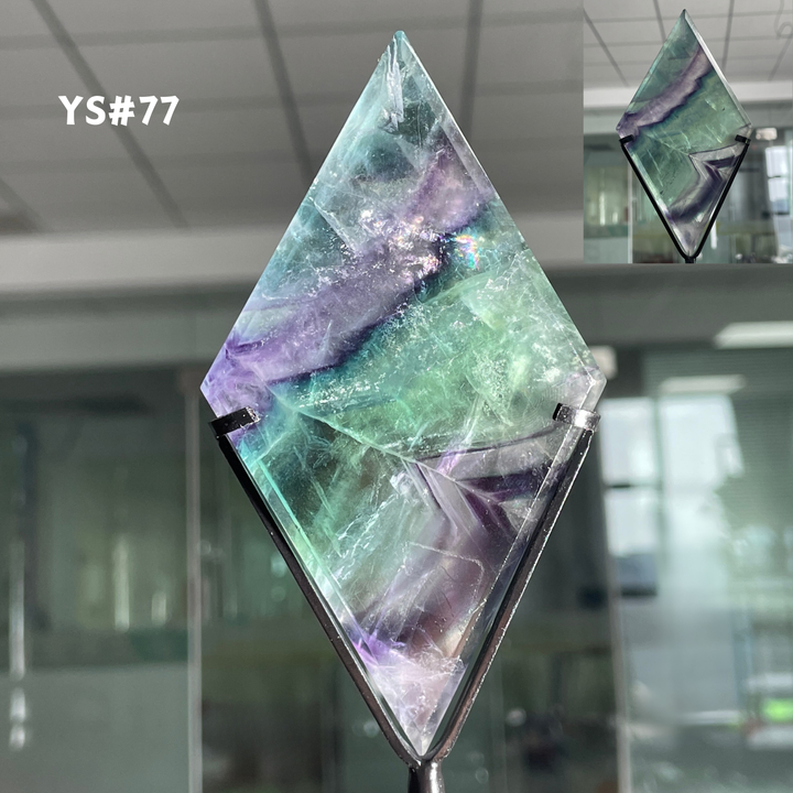 Unique,Rainbow Fluorite Diamond Slice