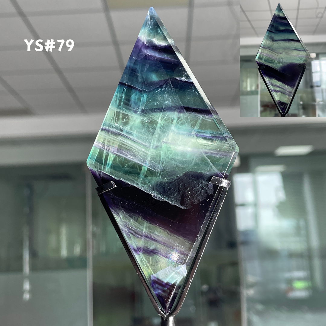 Unique,Rainbow Fluorite Diamond Slice