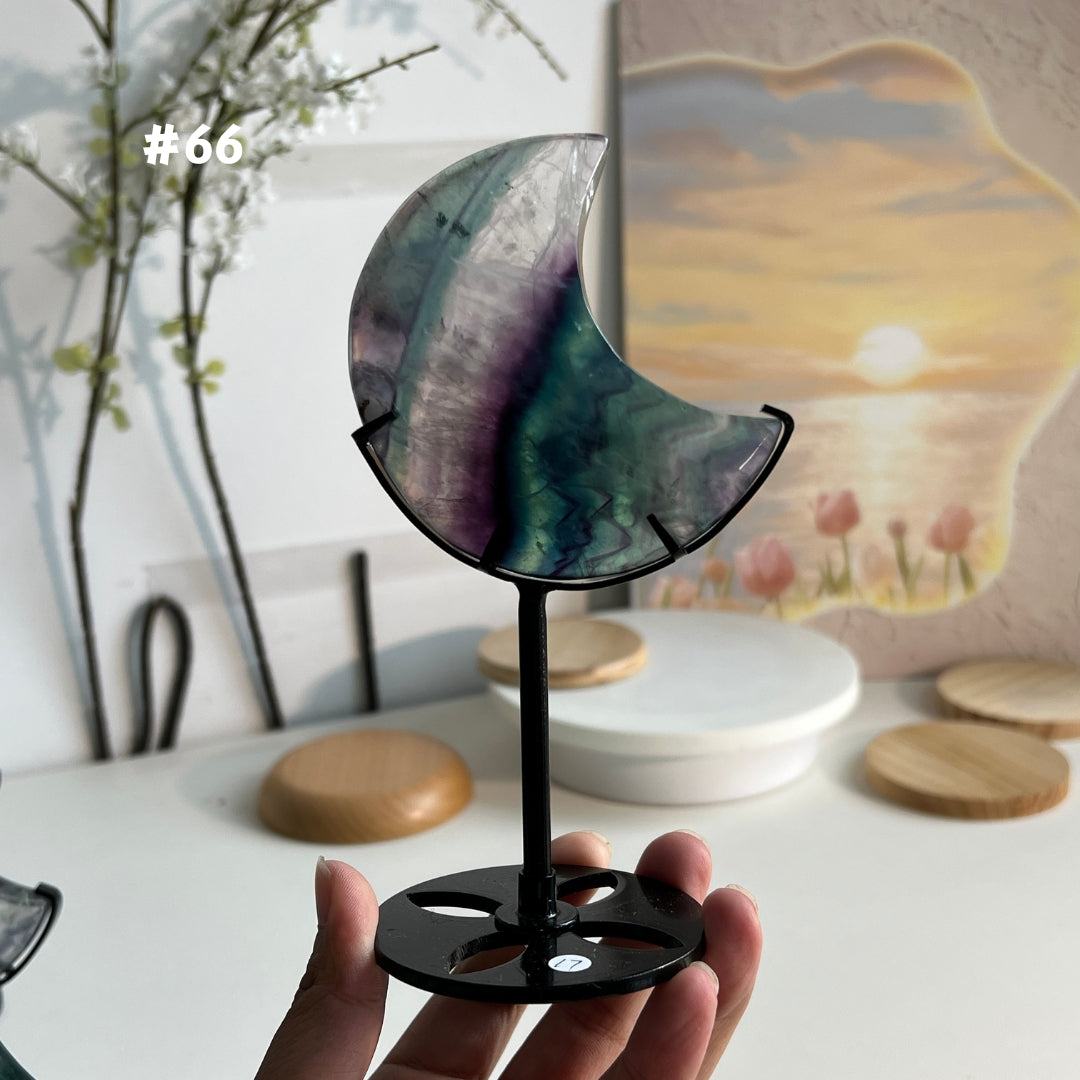 Unique,Natural Rainbow Fluorite Moon