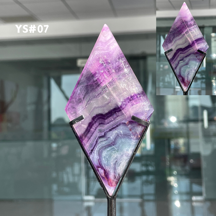 Unique,Rainbow Fluorite Diamond Slice