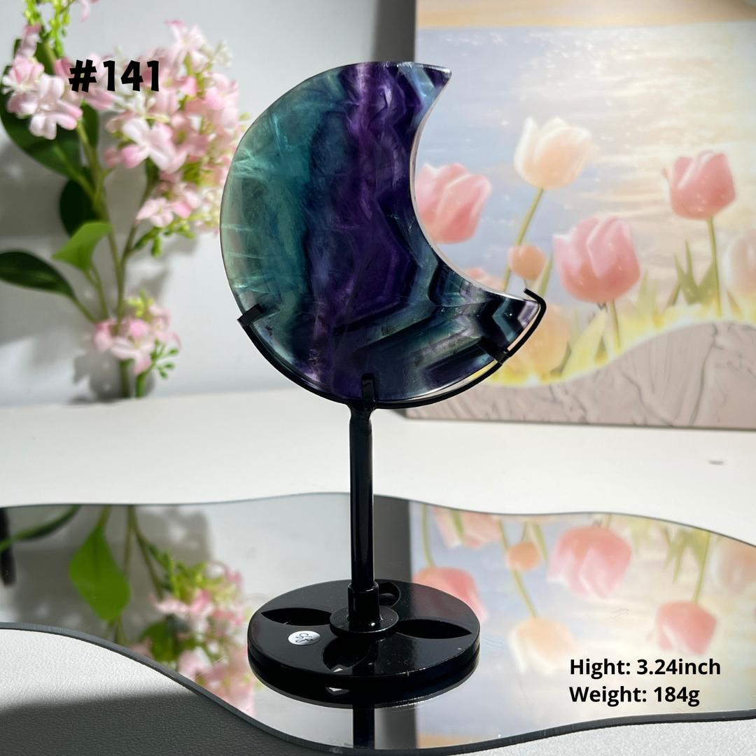 Unique,Natural Rainbow Fluorite Moon