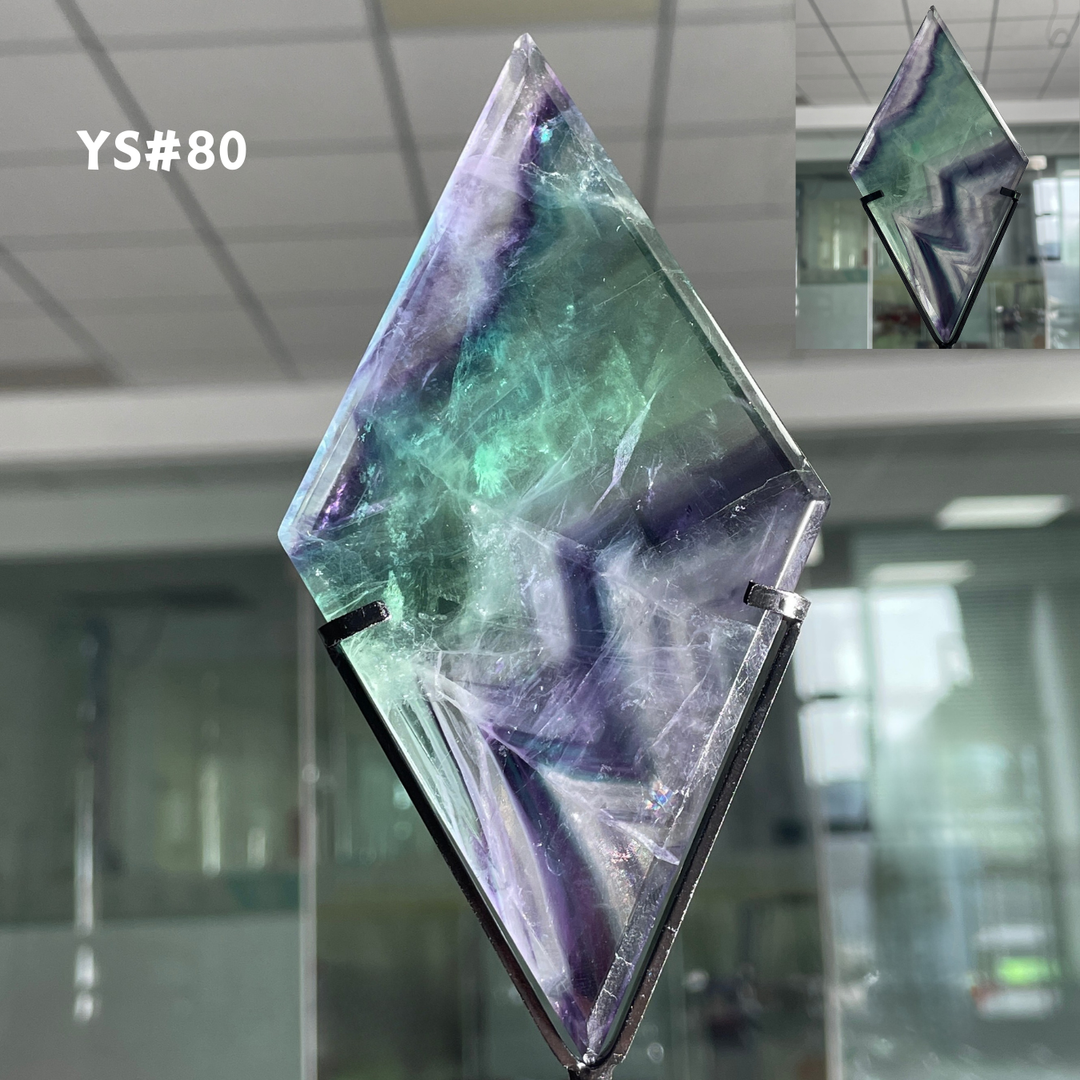 Unique,Rainbow Fluorite Diamond Slice