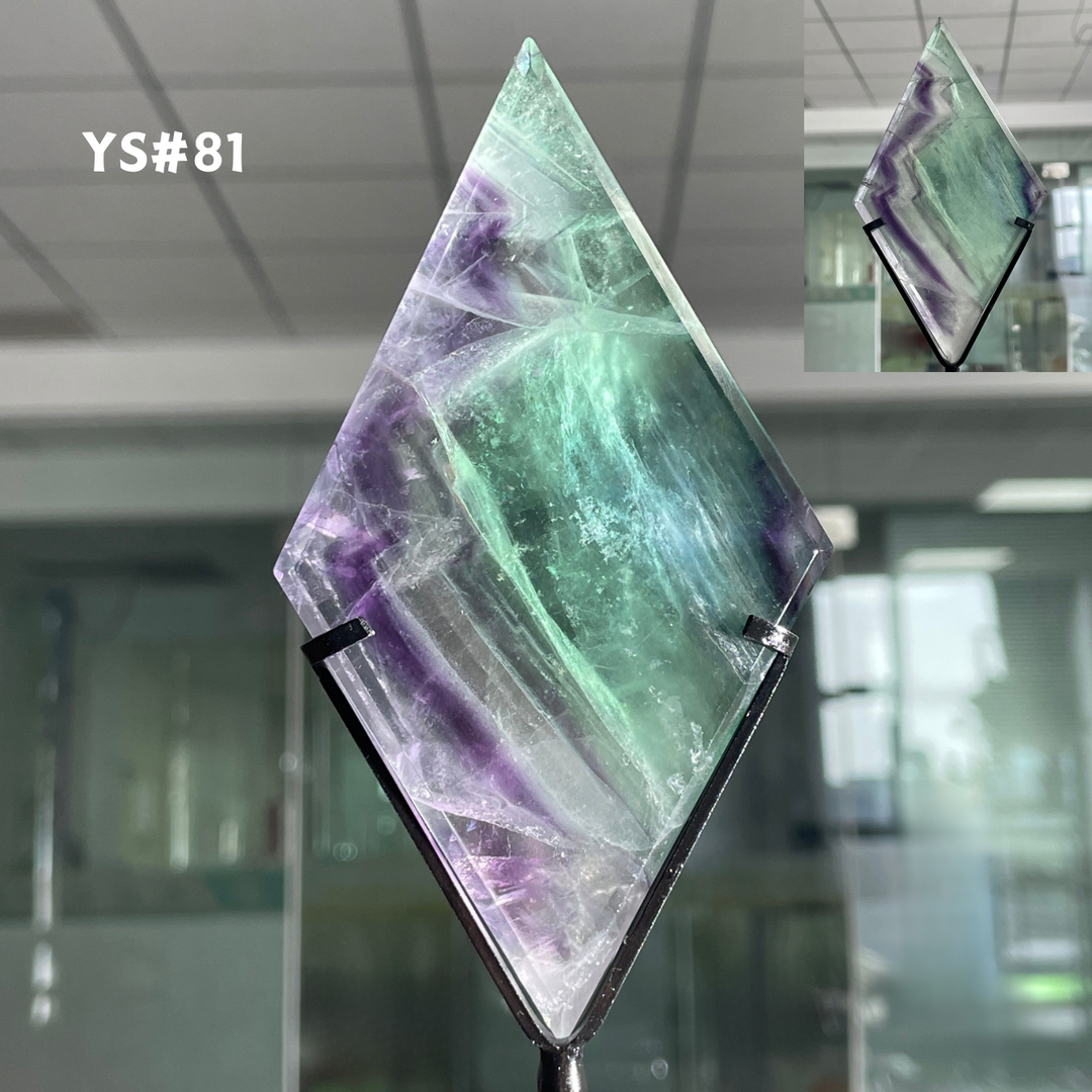 Unique,Rainbow Fluorite Diamond Slice