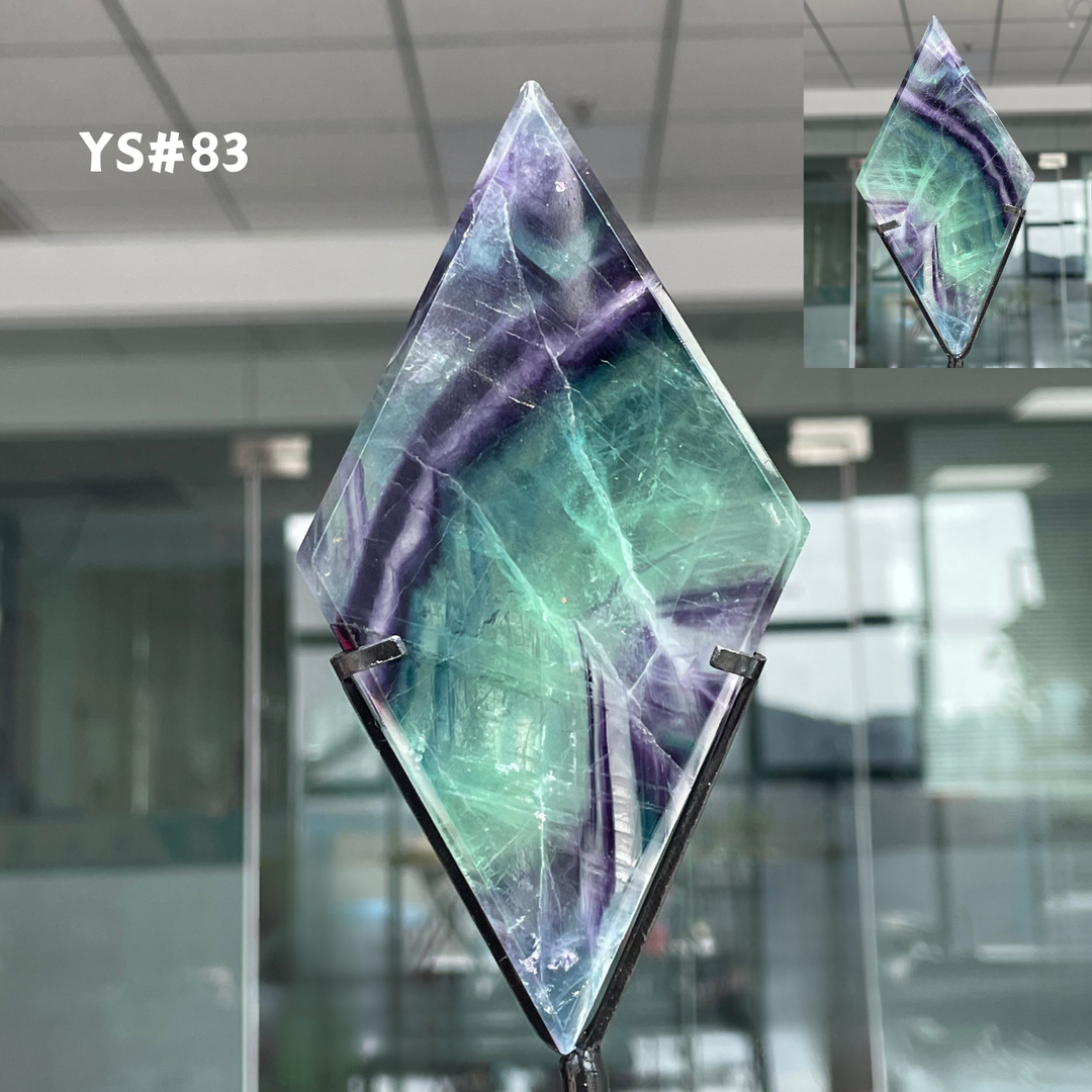 Unique,Rainbow Fluorite Diamond Slice